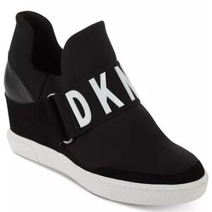 DKNY Women's Black and White Cosmos Wedge Sneakers